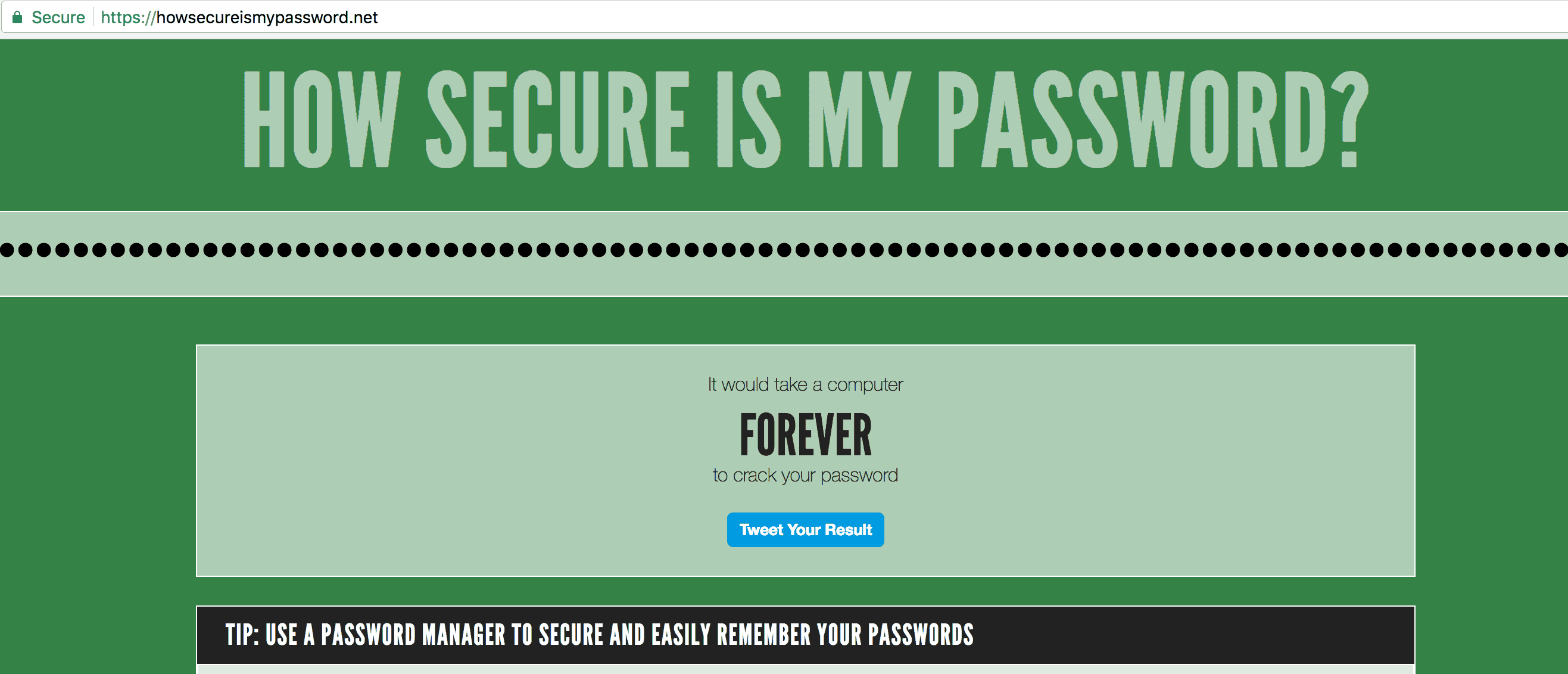 Screenshot of password strength checker